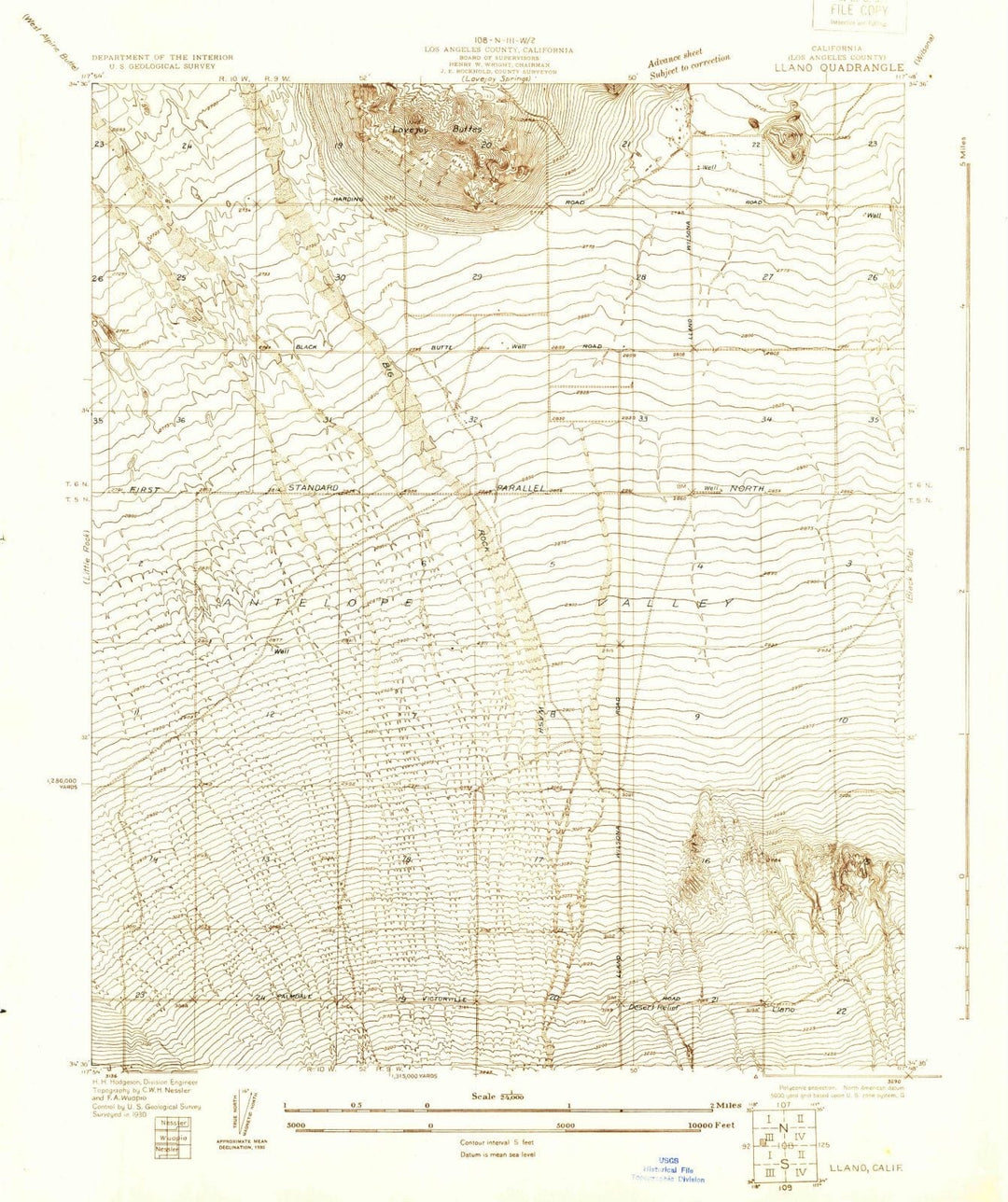 1930 Llano, CA - California - USGS Topographic Map
