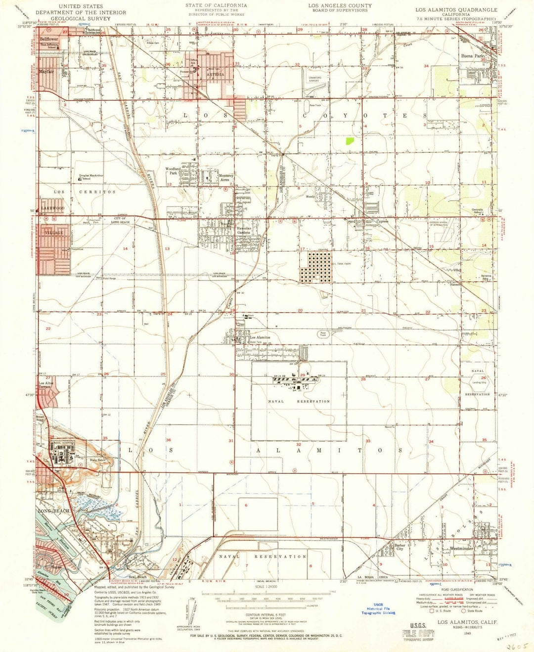 1949 Los Alamitos, CA - California - USGS Topographic Map
