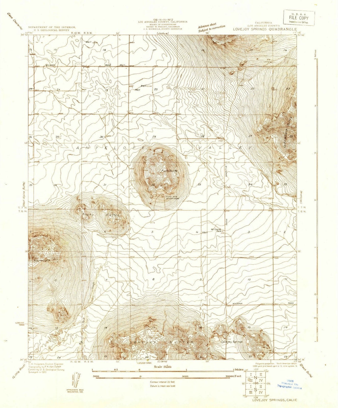1930 Lovejoy Springs, CA - California - USGS Topographic Map