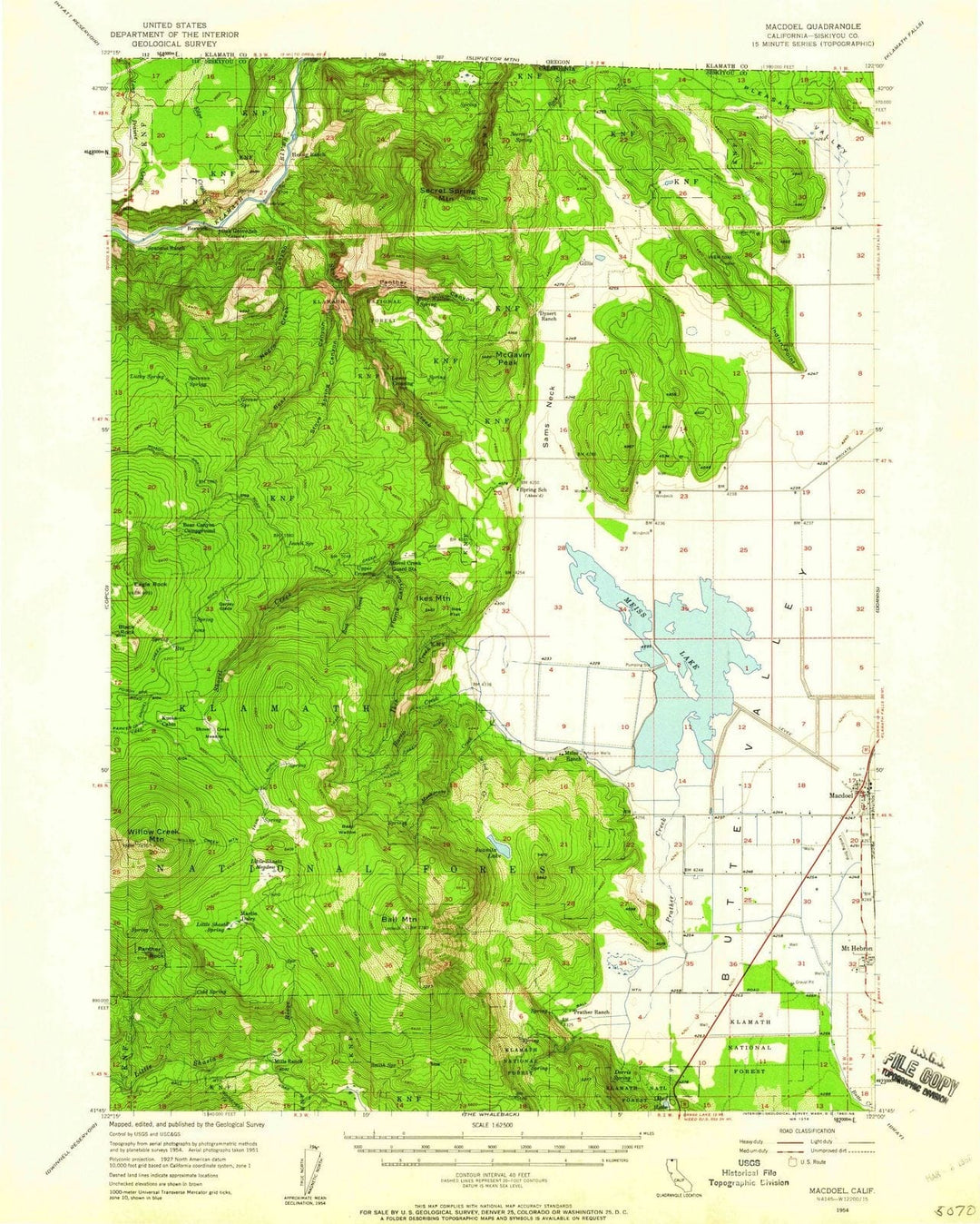 1954 Macdoel, CA - California - USGS Topographic Map