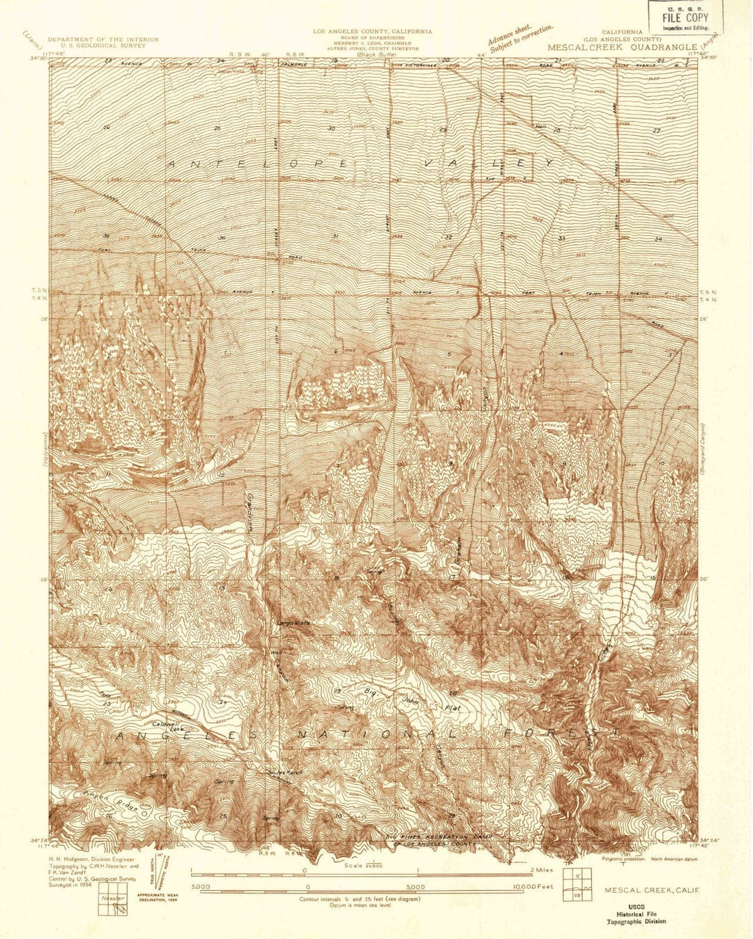 1934 Mescal Creek, CA - California - USGS Topographic Map