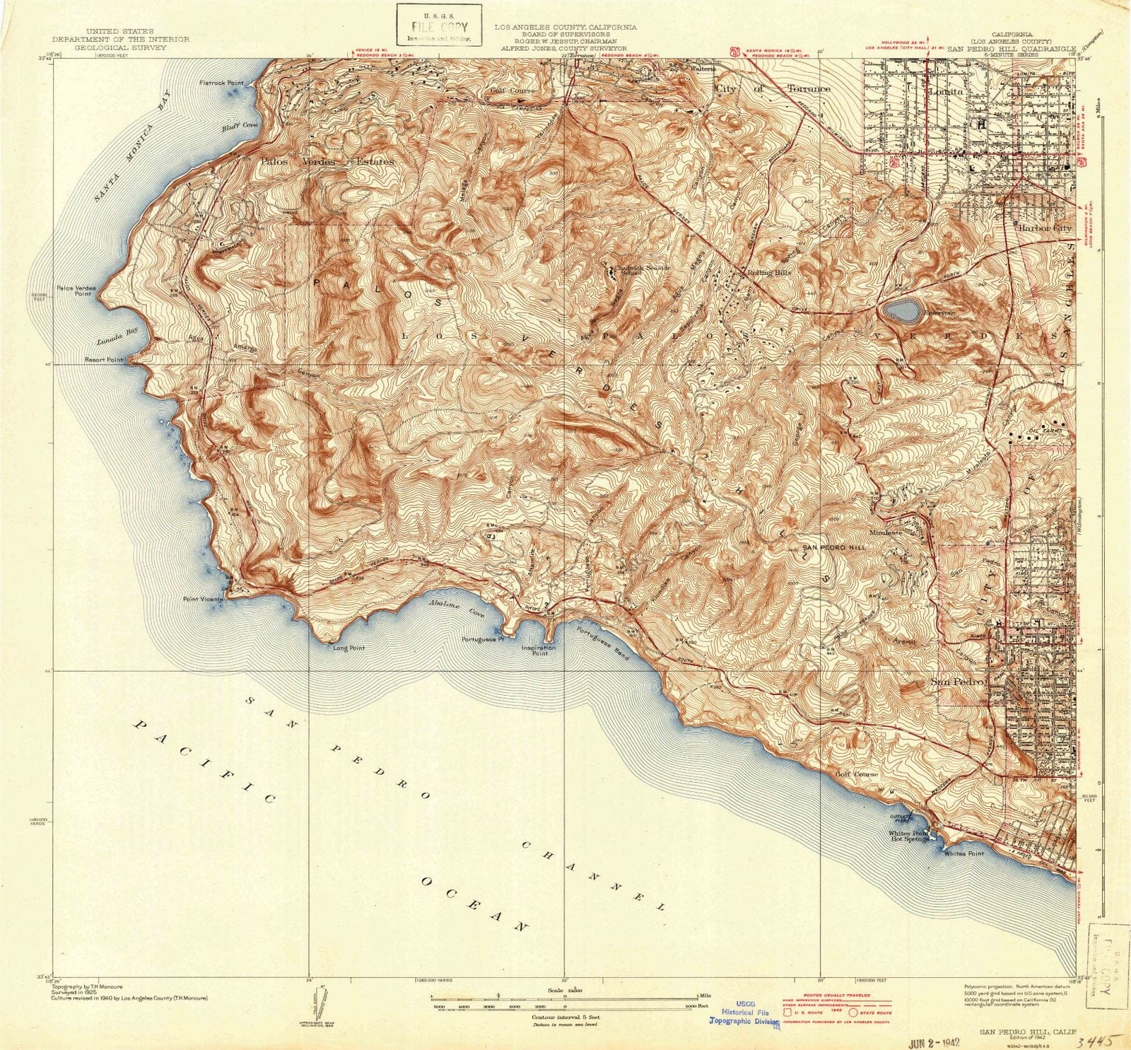 1942 San Pedro Hill, CA - California - USGS Topographic Map