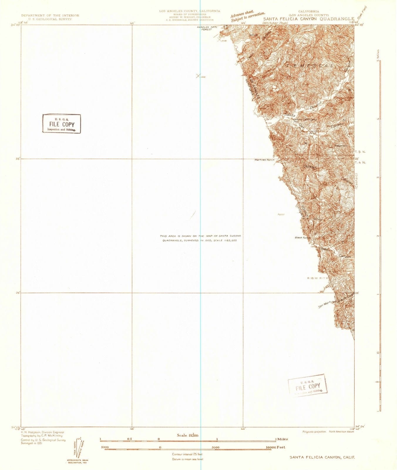 1931 Santa Felicia Canyon, CA - California - USGS Topographic Map