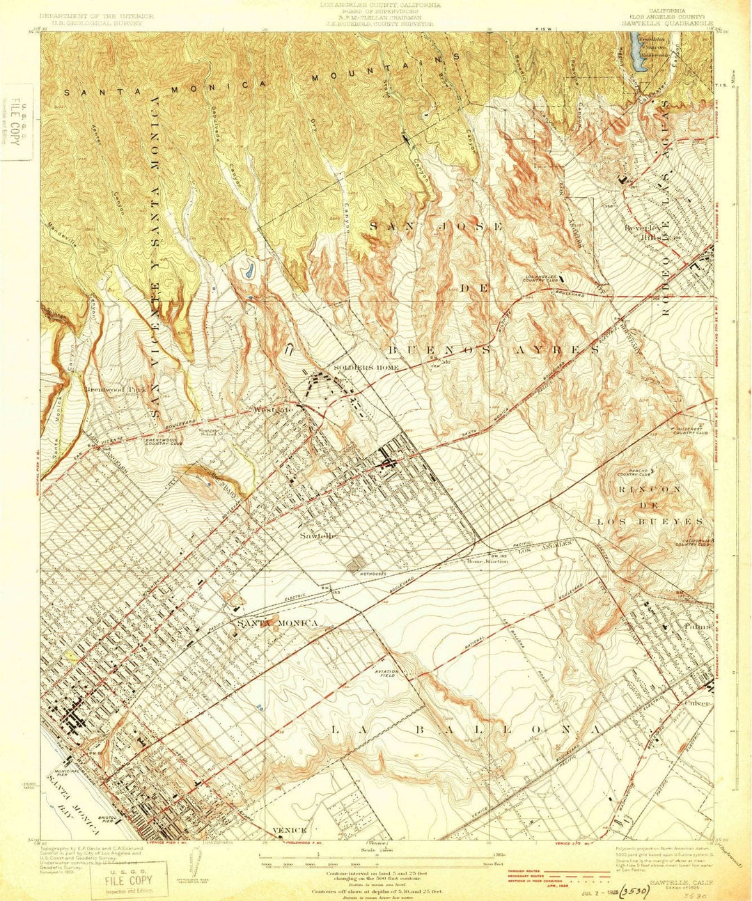 1925 Sawtelle, CA - California - USGS Topographic Map