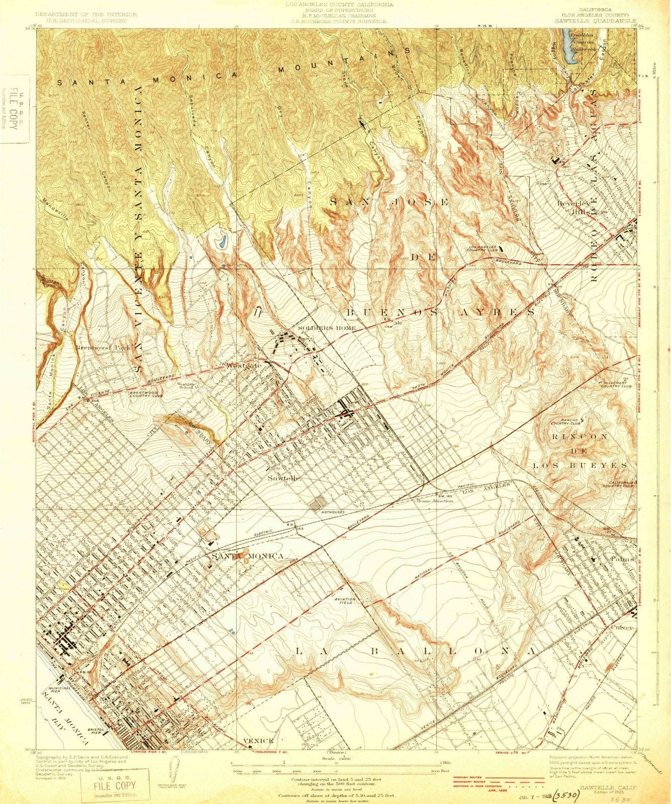 1925 Sawtelle, CA - California - USGS Topographic Map