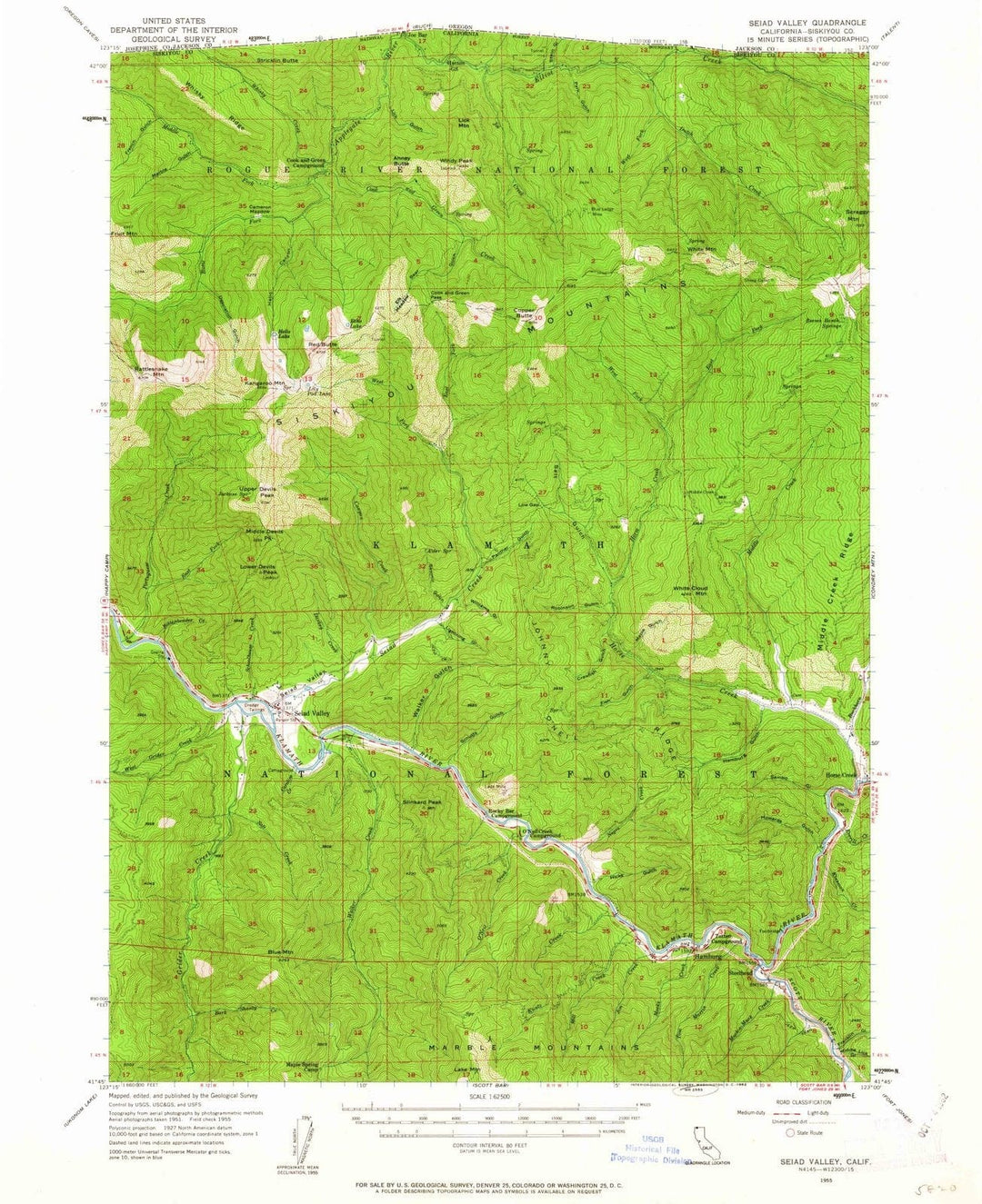 1955 Seiad Valley, CA - California - USGS Topographic Map