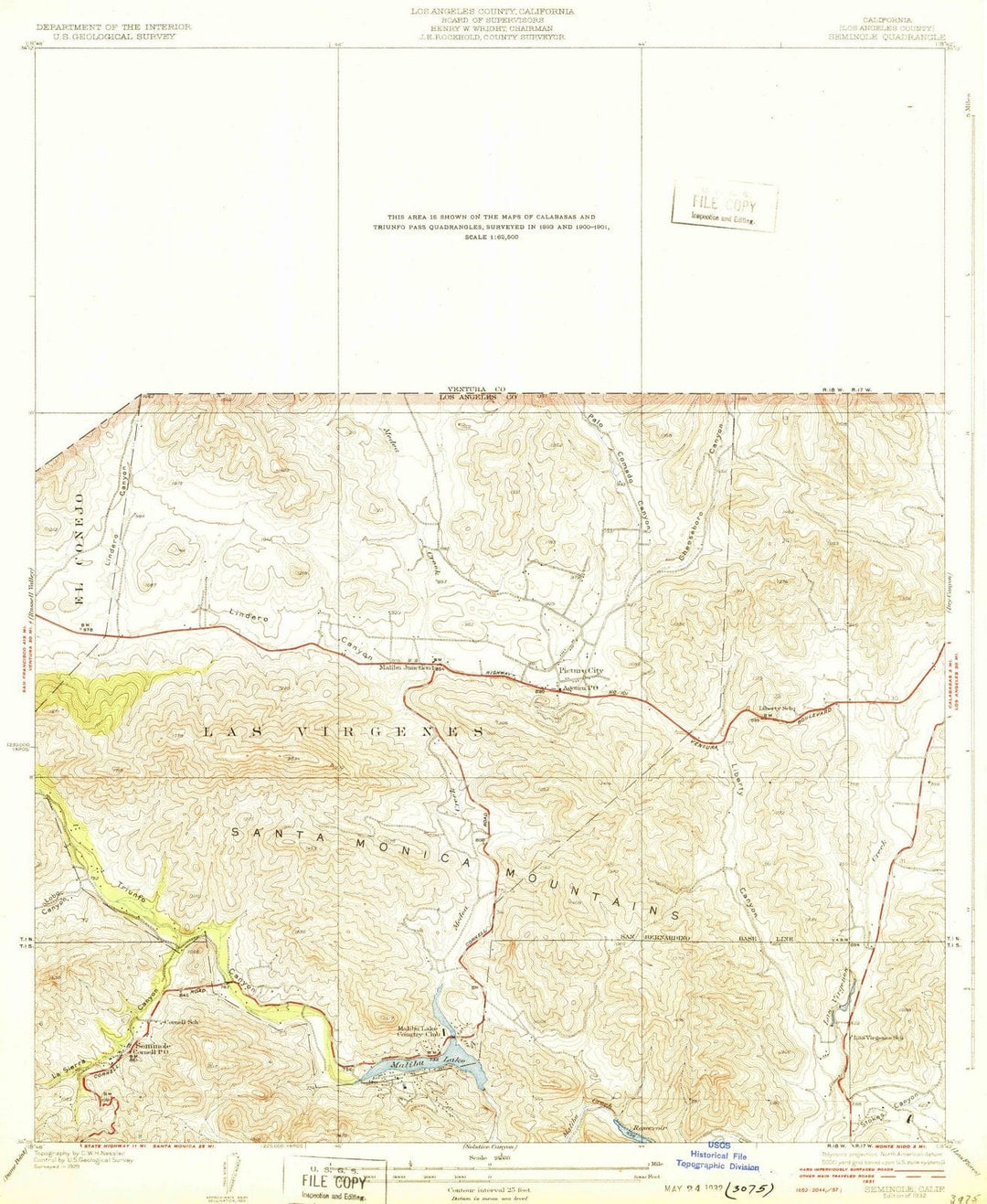 1932 Seminole, CA - California - USGS Topographic Map