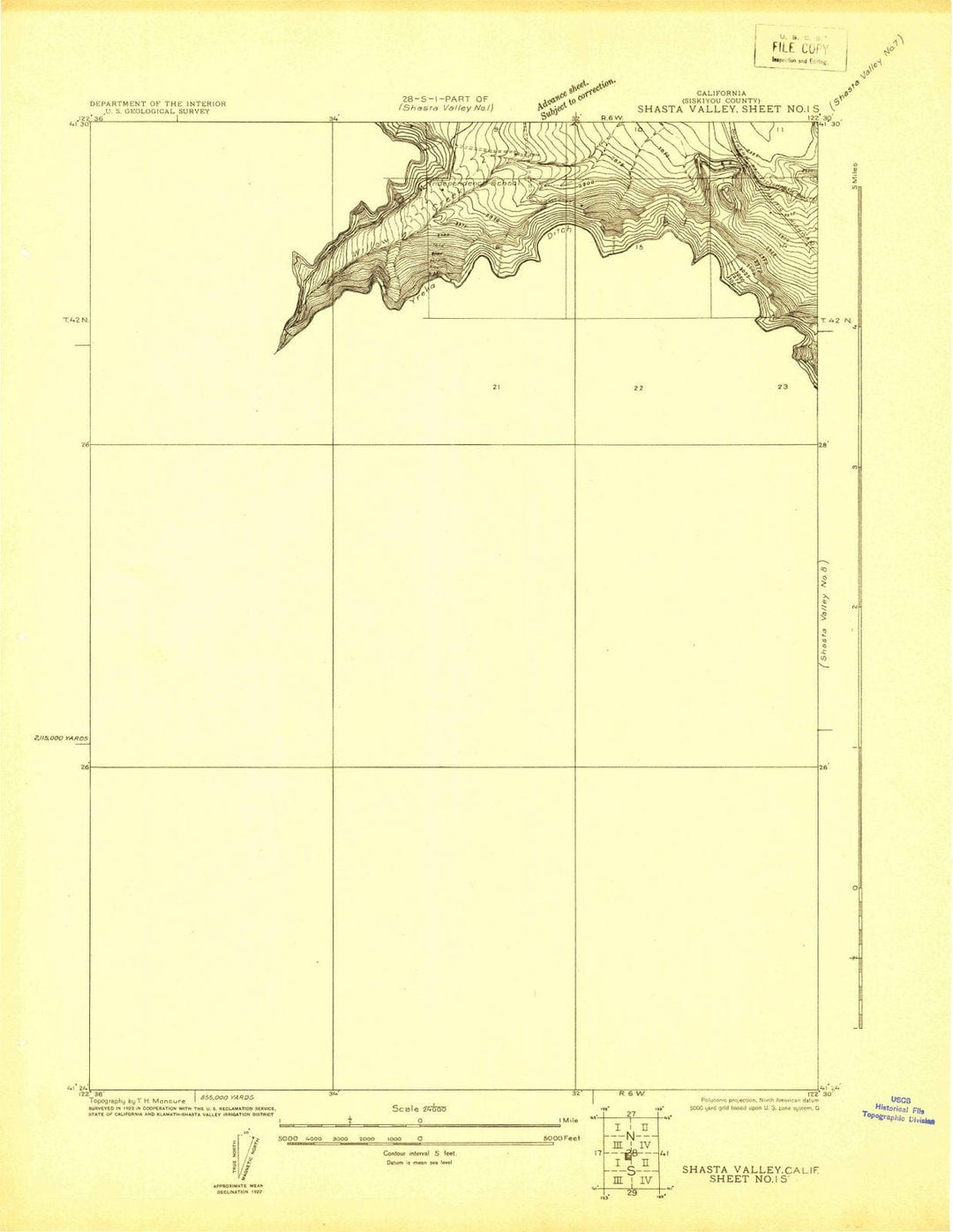 1922 Shasta Valley Sheet No 1 S, CA - California - USGS Topographic Map