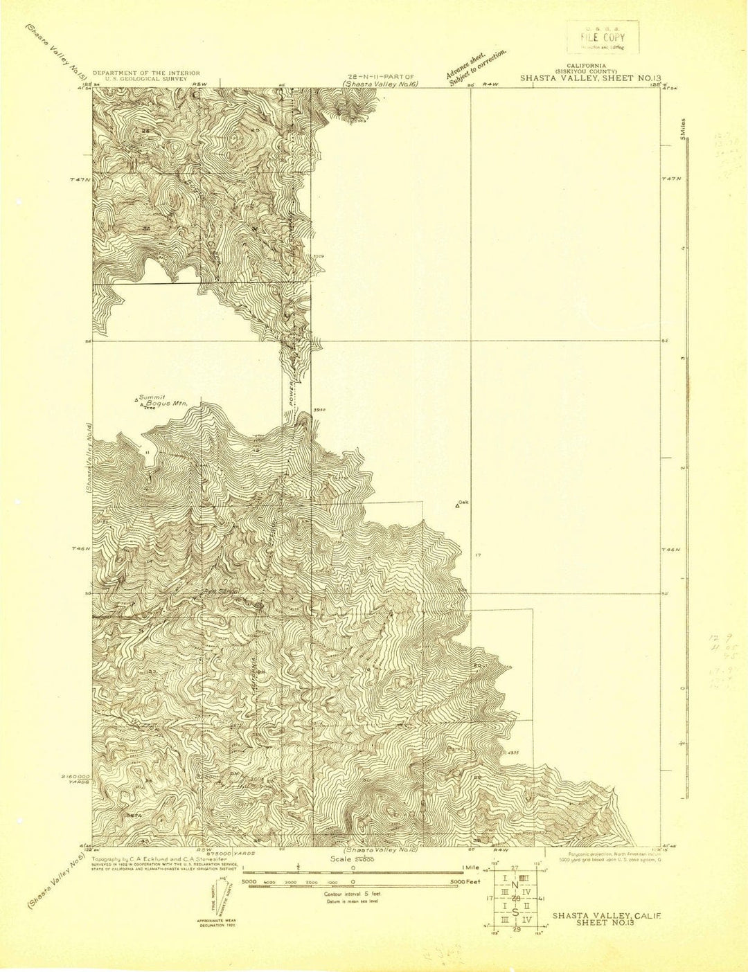 1922 Shasta Valley Sheet No 13, CA - California - USGS Topographic Map