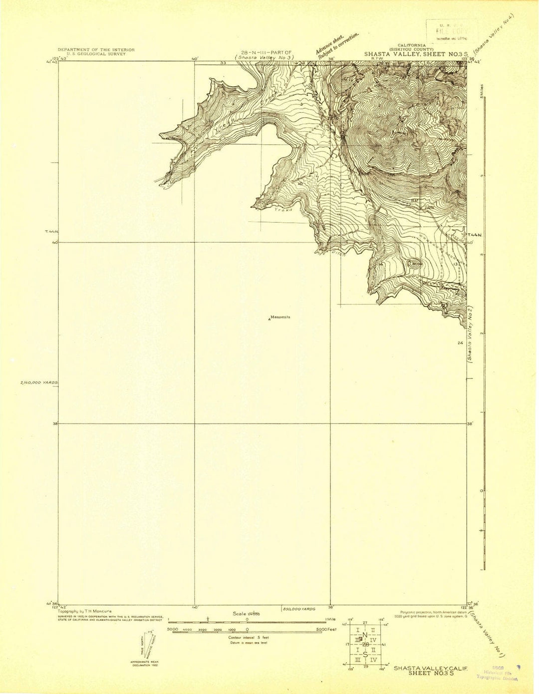1922 Shasta Valley Sheet No 3 S, CA - California - USGS Topographic Map