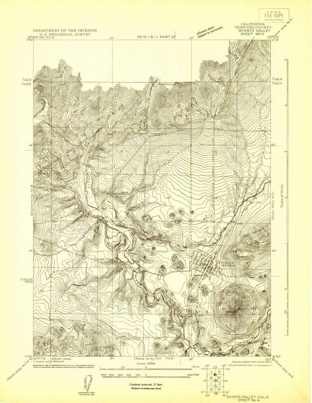 1922 Shasta Valley Sheet No 4, CA - California - USGS Topographic Map
