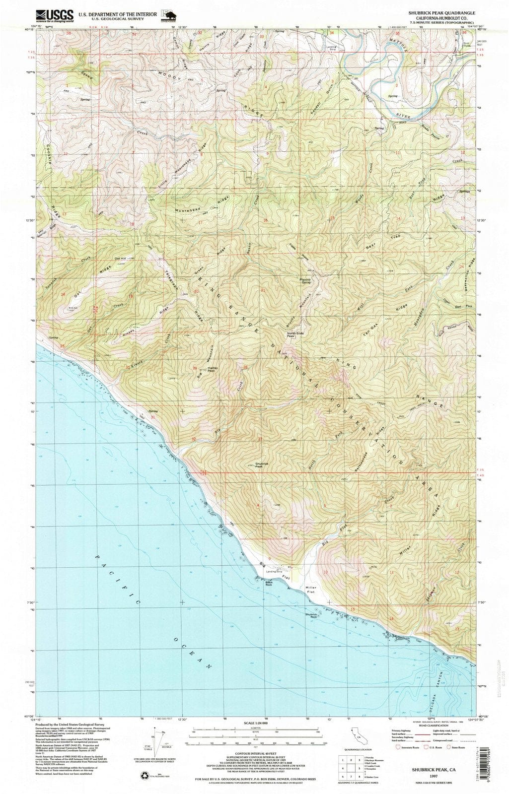 1997 Shubrick Peak, CA - California - USGS Topographic Map