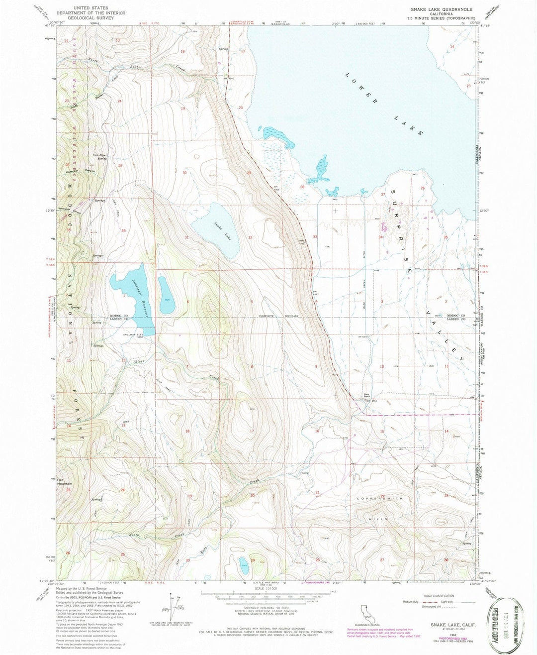 1962 Snake Lake, CA - California - USGS Topographic Map