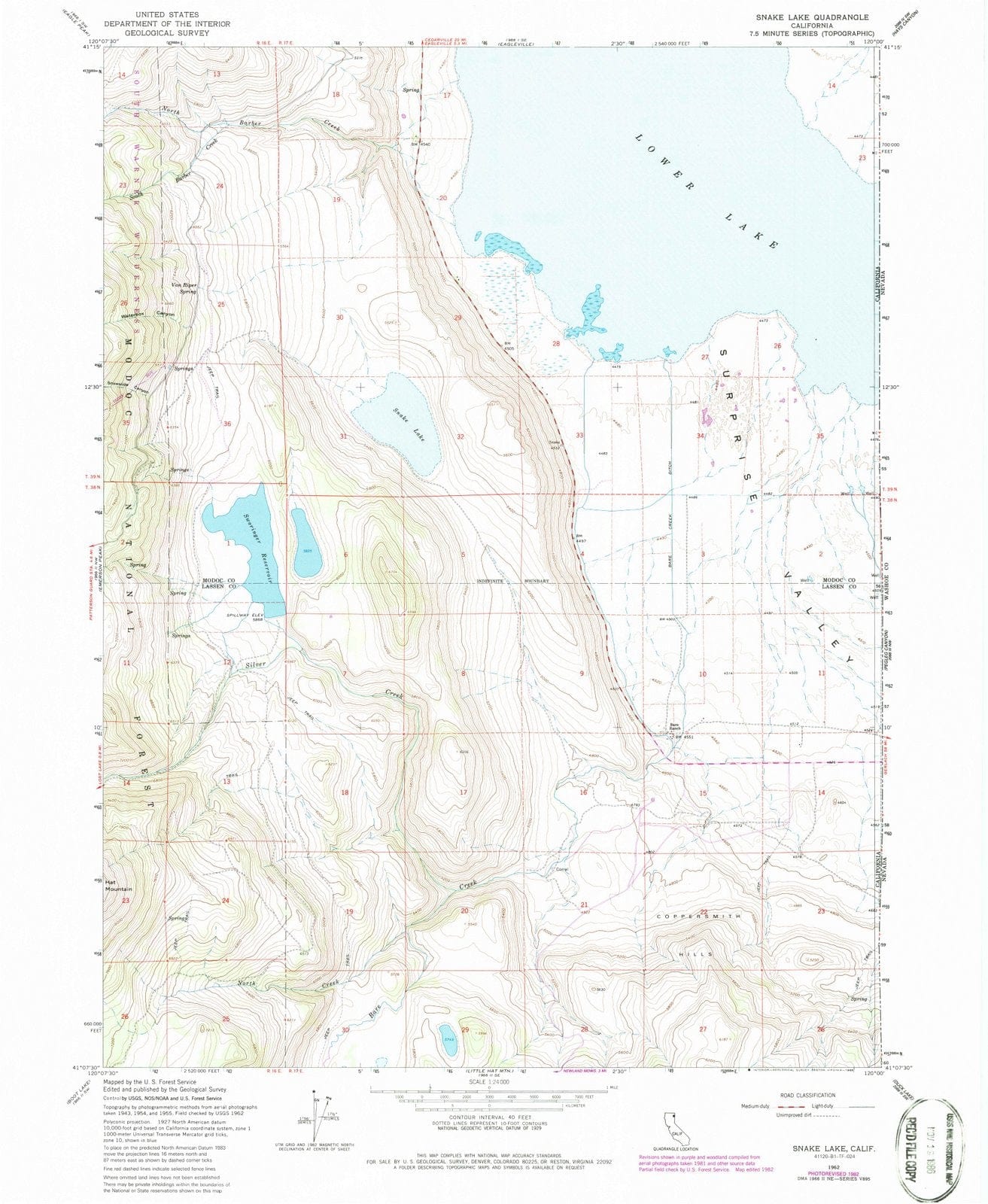 1962 Snake Lake, CA - California - USGS Topographic Map
