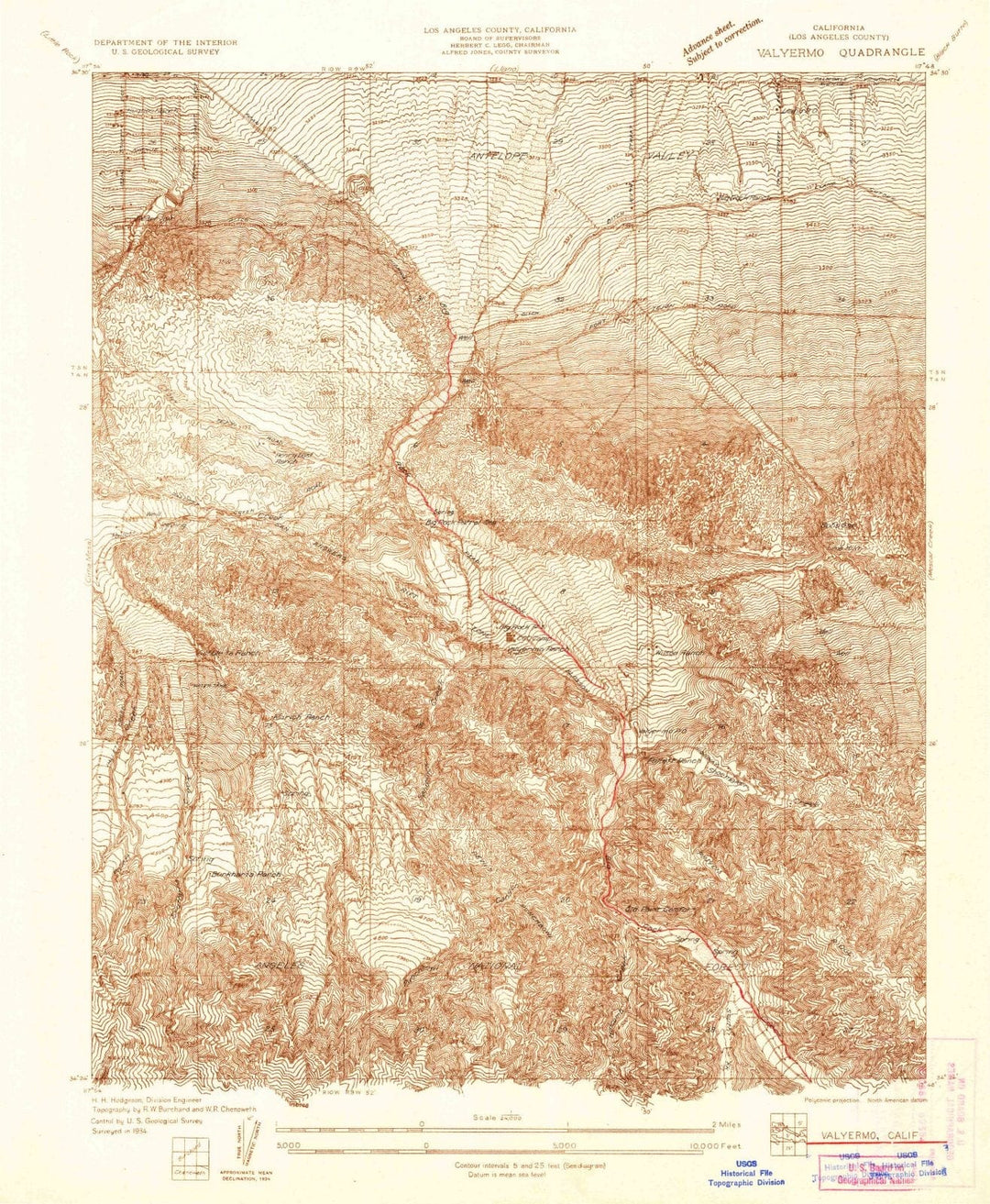 1934 Valyermo, CA - California - USGS Topographic Map