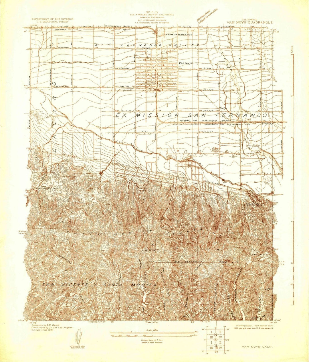 1924 Van Nuys, CA - California - USGS Topographic Map