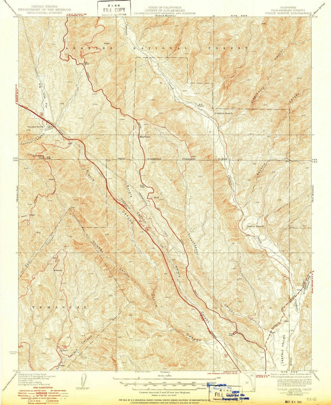 1937 Violin Canyon, CA - California - USGS Topographic Map