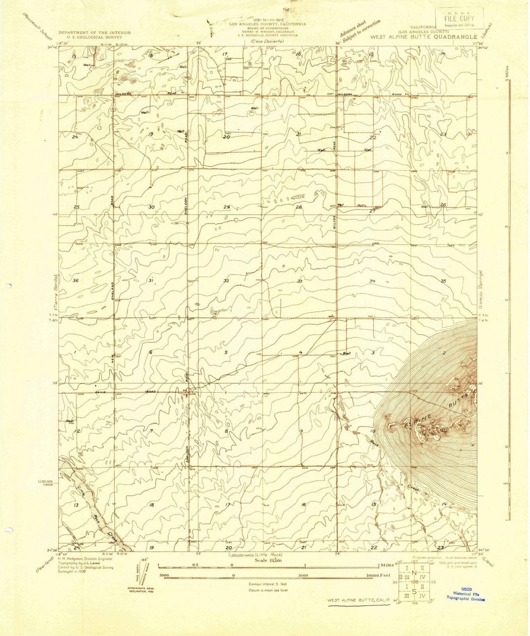 1930 West Alpine Butte, CA - California - USGS Topographic Map