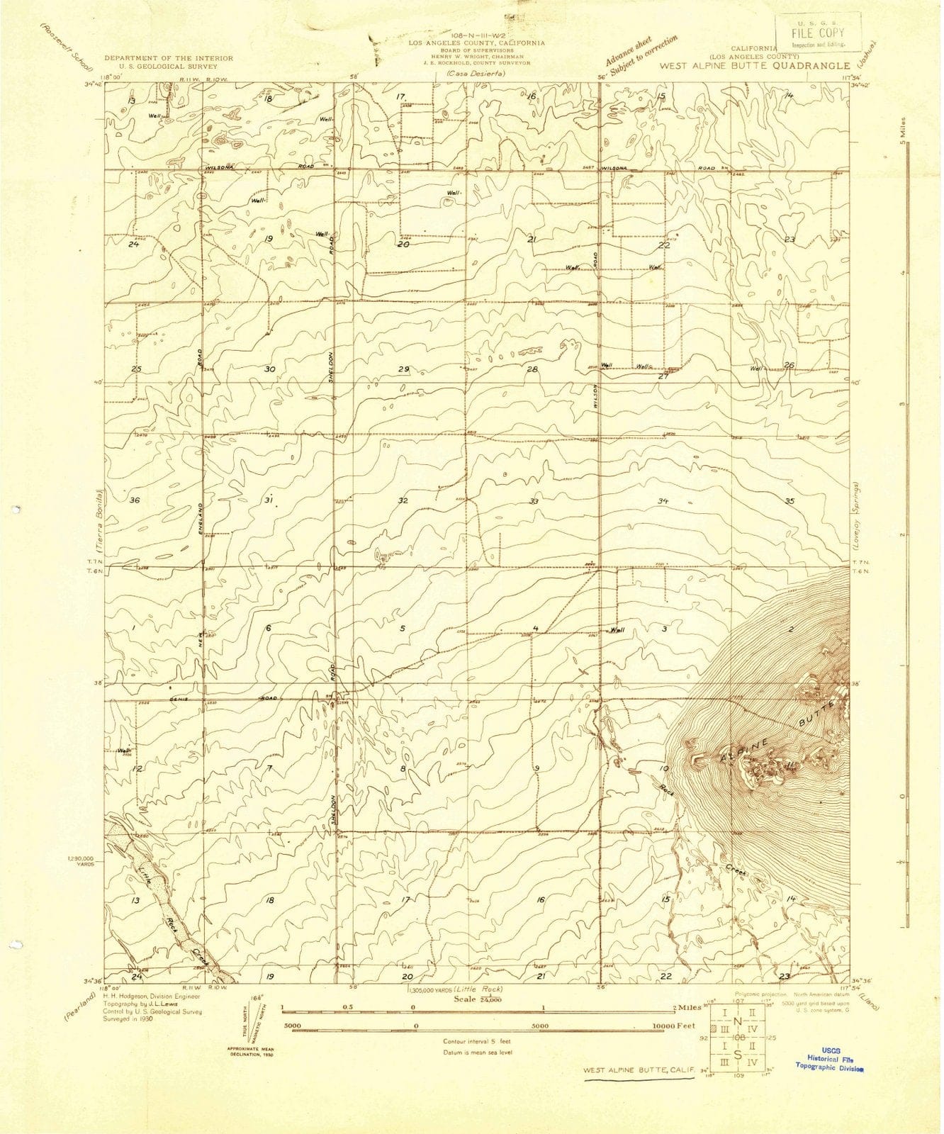 1930 West Alpine Butte, CA - California - USGS Topographic Map