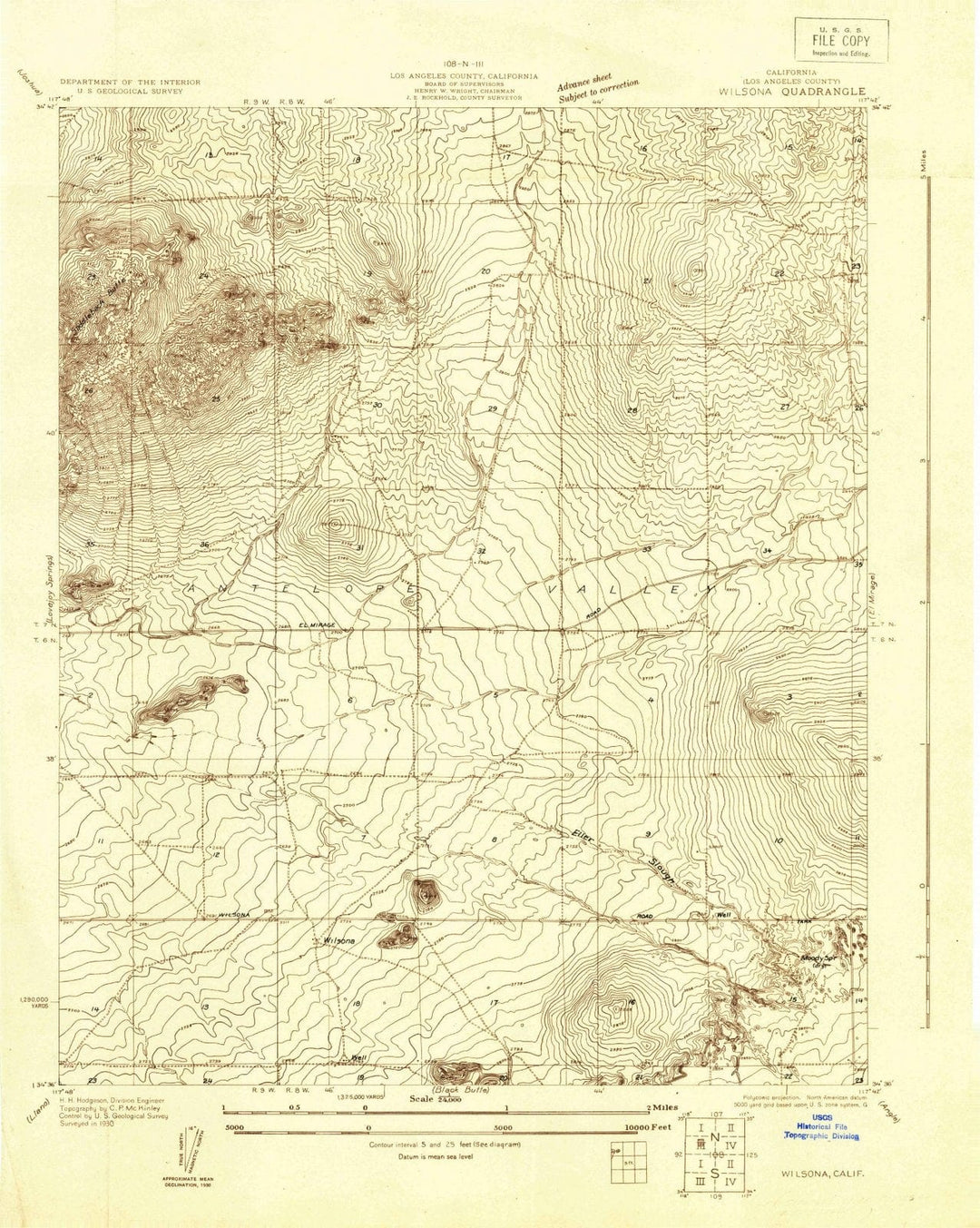 1930 Wilsona, CA - California - USGS Topographic Map