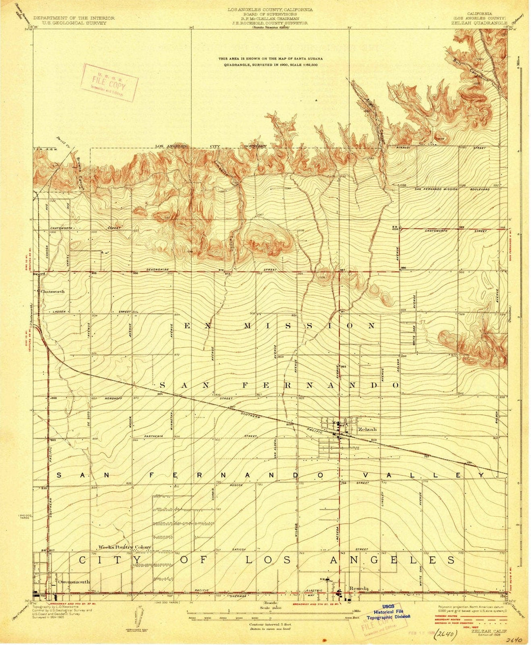 1928 Zelzah, CA - California - USGS Topographic Map