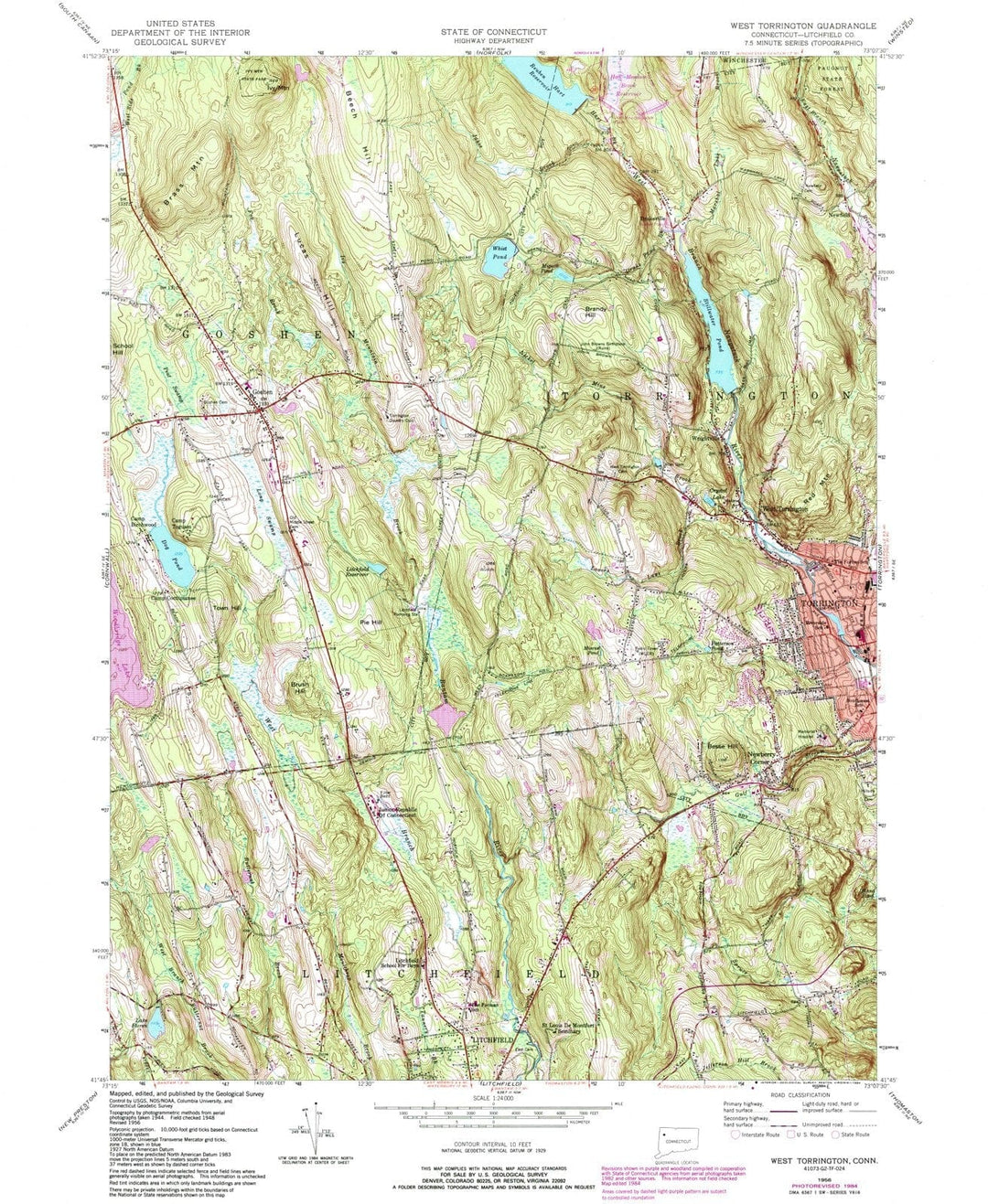 1956 Torrington, CT - Connecticut - USGS Topographic Map