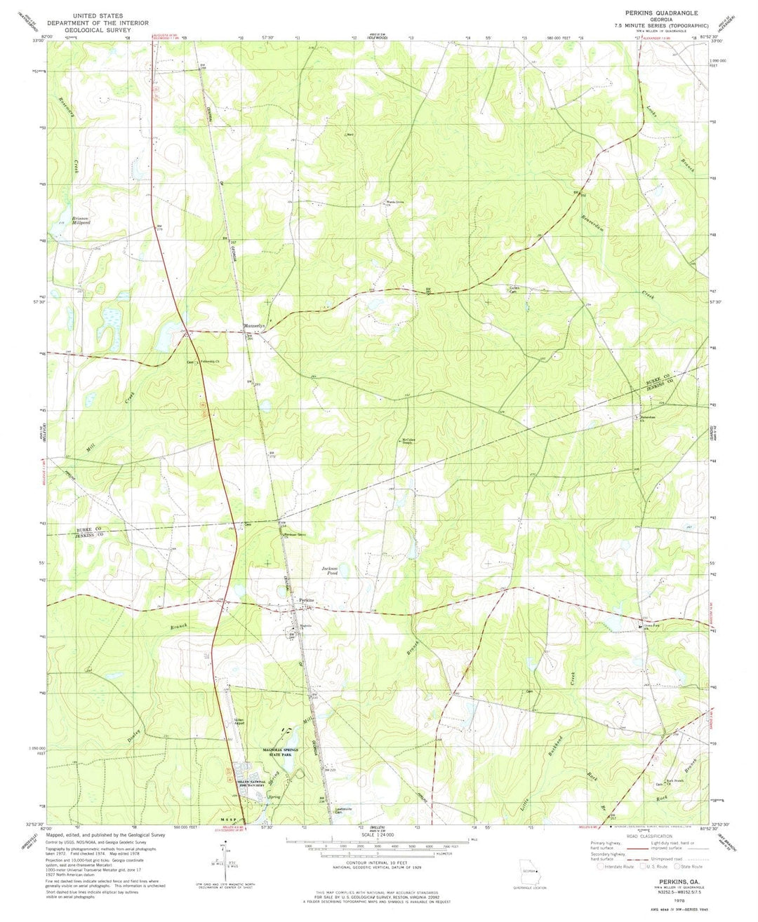 1978 Perkins, GA - Georgia - USGS Topographic Map