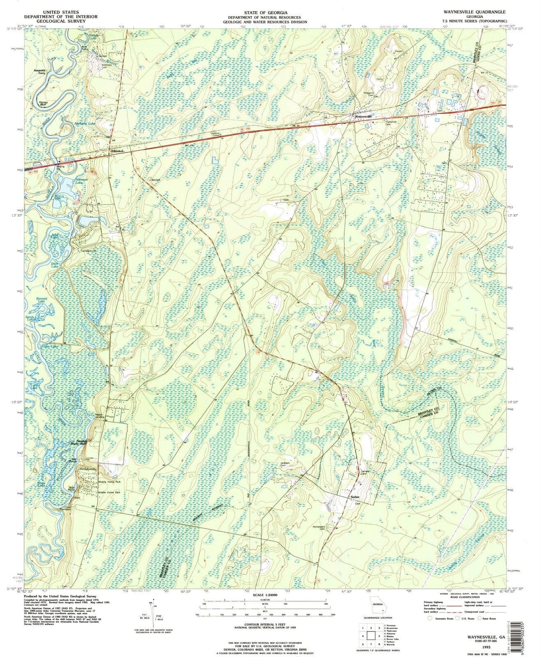 1993 Waynesville, GA - Georgia - USGS Topographic Map