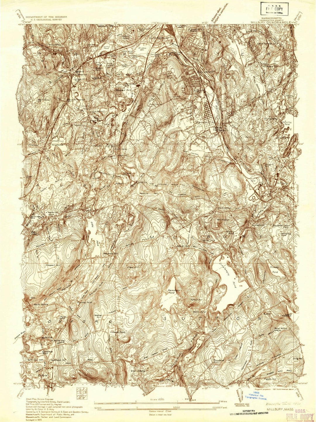 1935 Millbury, MA - Massachusetts - USGS Topographic Map
