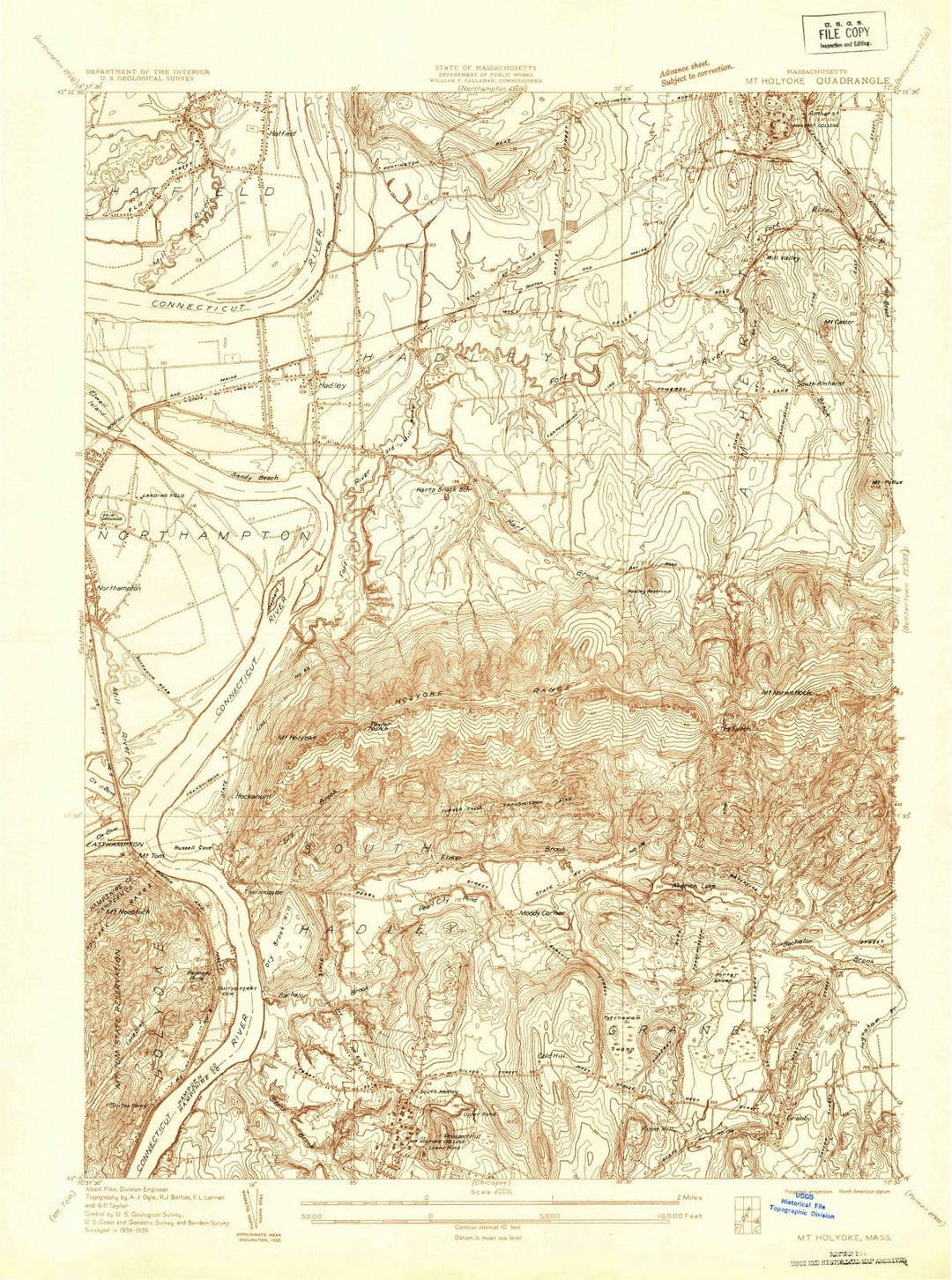 1935 Mt Holyoke, MA - Massachusetts - USGS Topographic Map