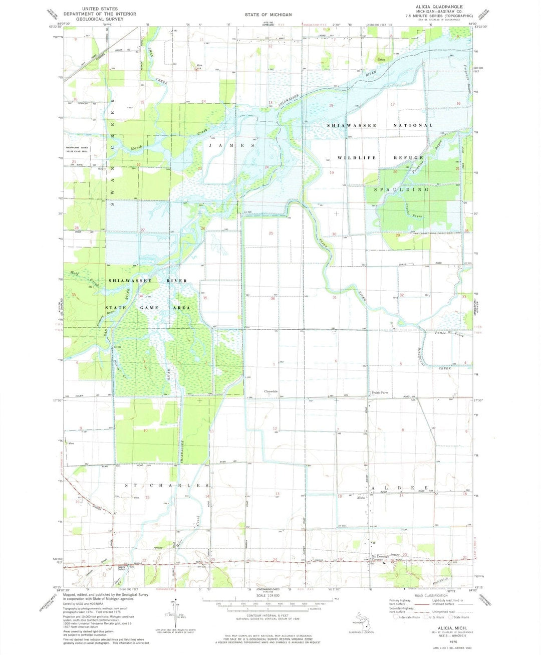 1975 Alicia, MI - Michigan - USGS Topographic Map