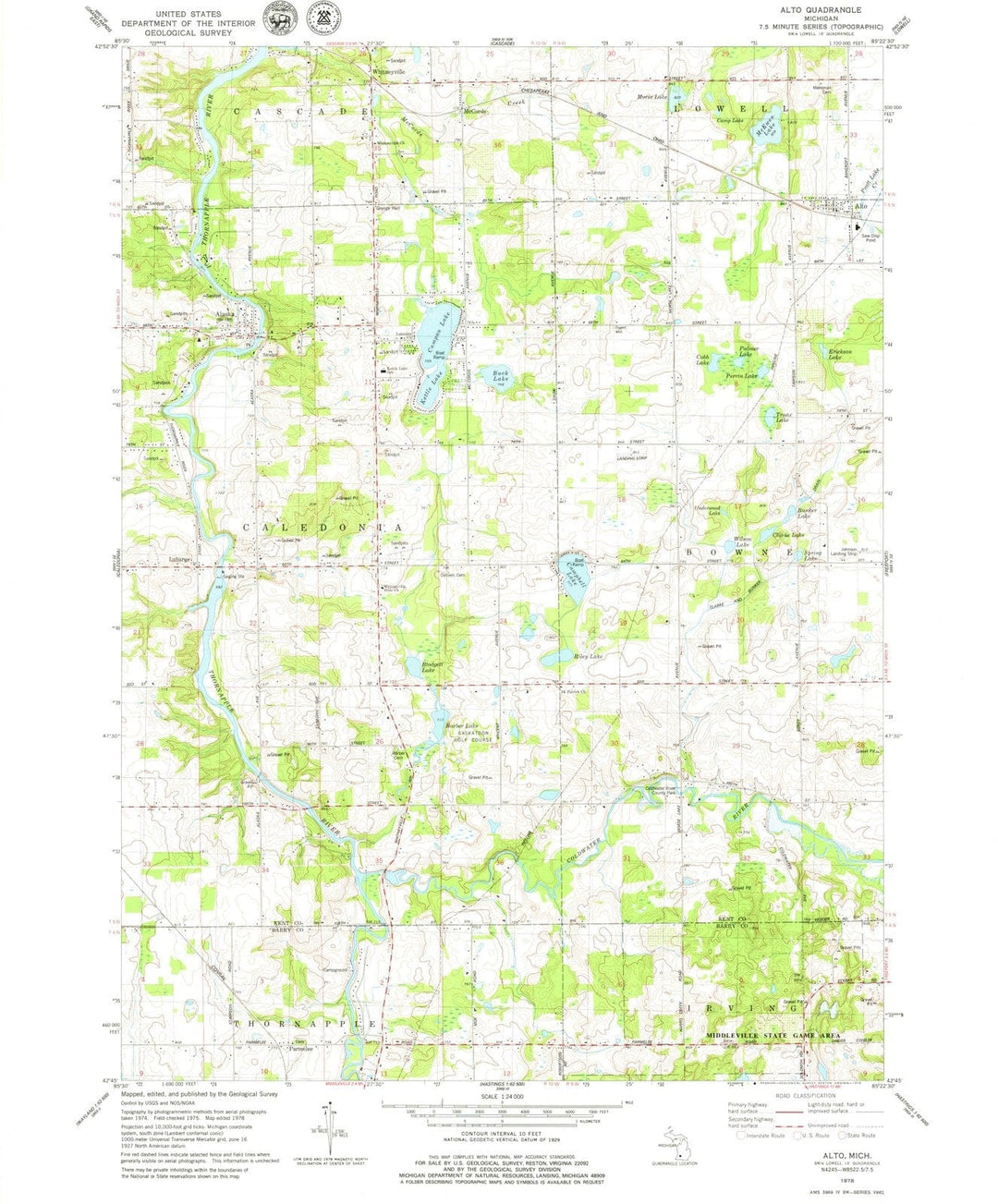1978 Alto, MI - Michigan - USGS Topographic Map