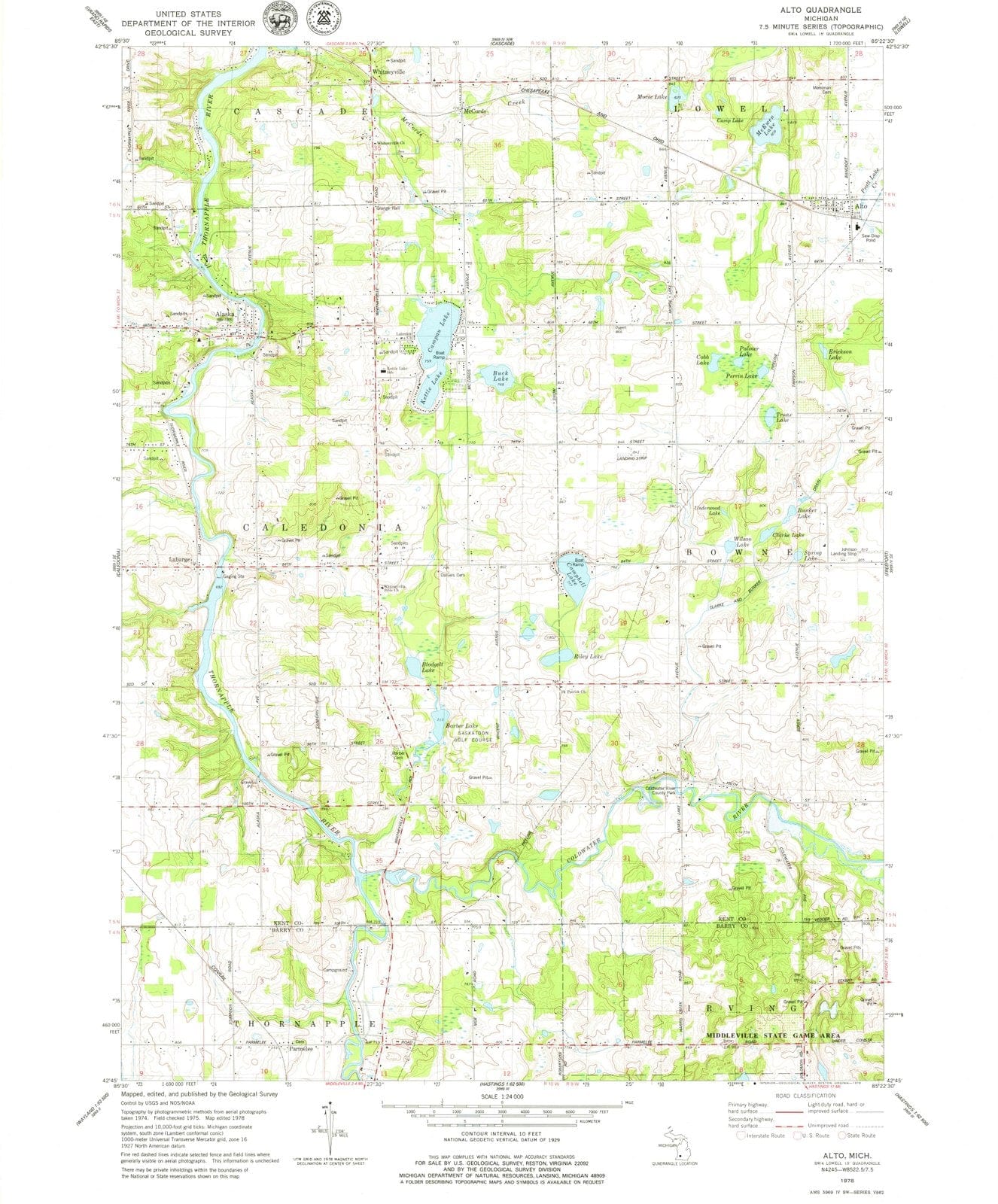 1978 Alto, MI - Michigan - USGS Topographic Map