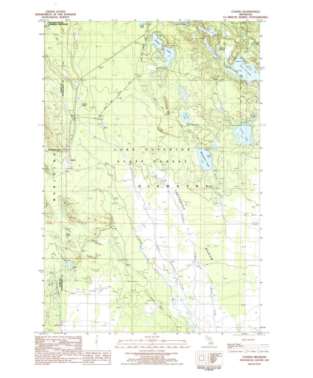 1983 Cusino, MI - Michigan - USGS Topographic Map