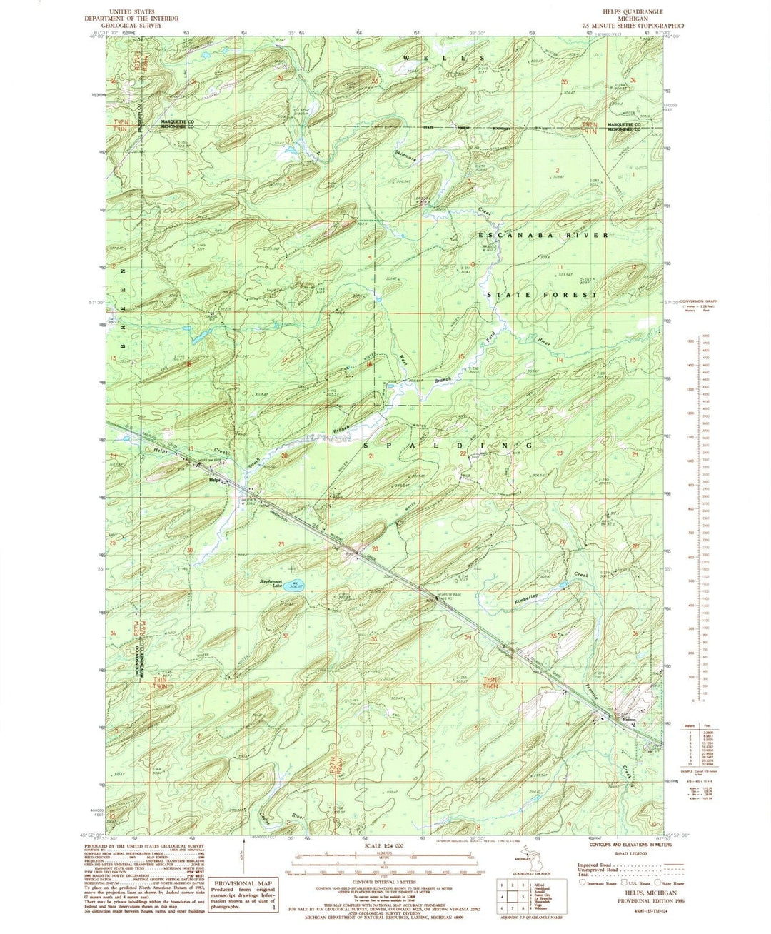 1986 Helps, MI - Michigan - USGS Topographic Map