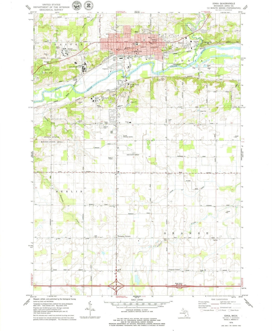 1978 Ionia, MI - Michigan - USGS Topographic Map