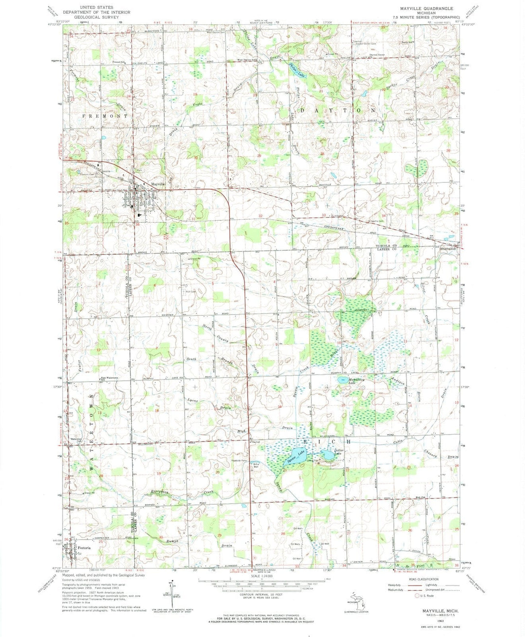 1963 Mayville, MI - Michigan - USGS Topographic Map