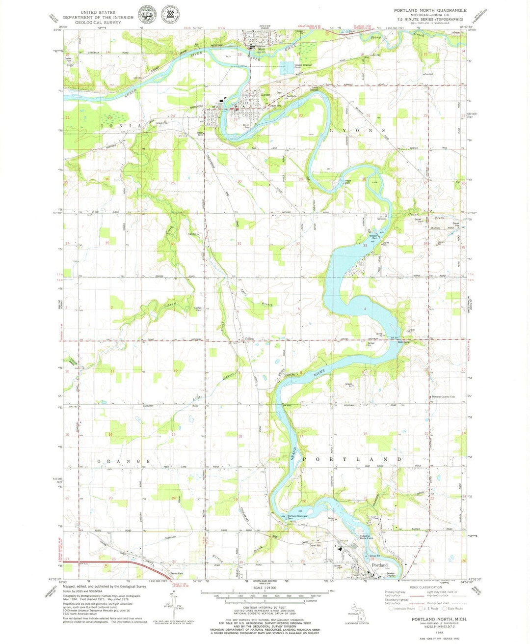 1978 Portland North, MI - Michigan - USGS Topographic Map