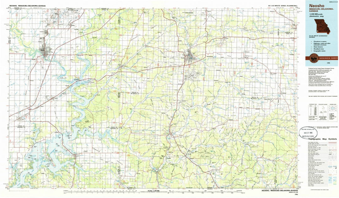 1986 Neosho, MO - Missouri - USGS Topographic Map