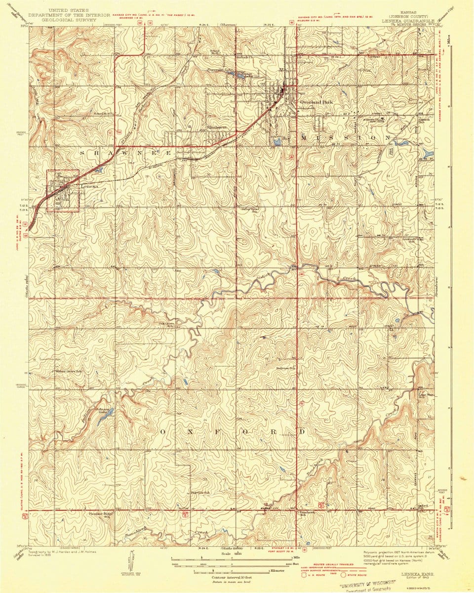 1943 Lenexa, KS  - Kansas - USGS Topographic Map