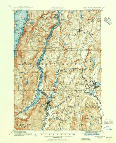 1893 Whitehall, NY - New York - USGS Topographic Map