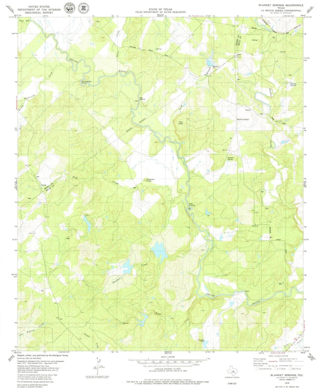 1979 Blanket Springs, TX - Texas - USGS Topographic Map