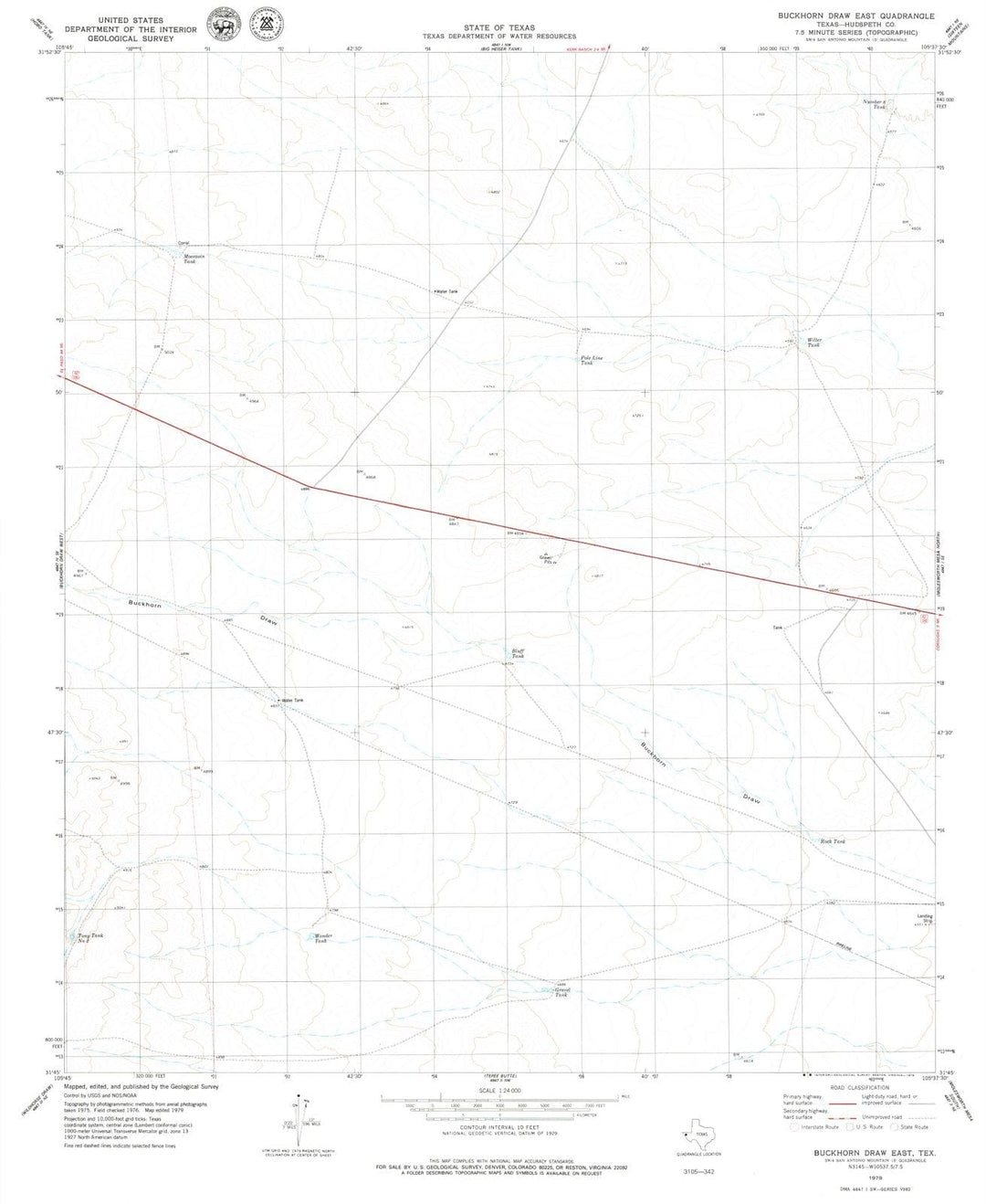 1979 Buckhornraw East, TX - Texas - USGS Topographic Map