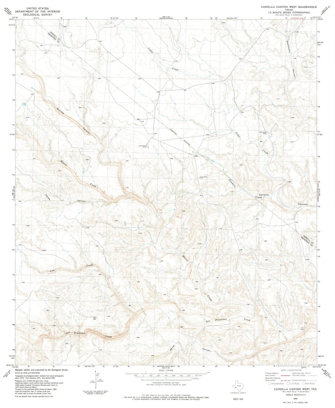1983 Candilla Canyon West, TX - Texas - USGS Topographic Map