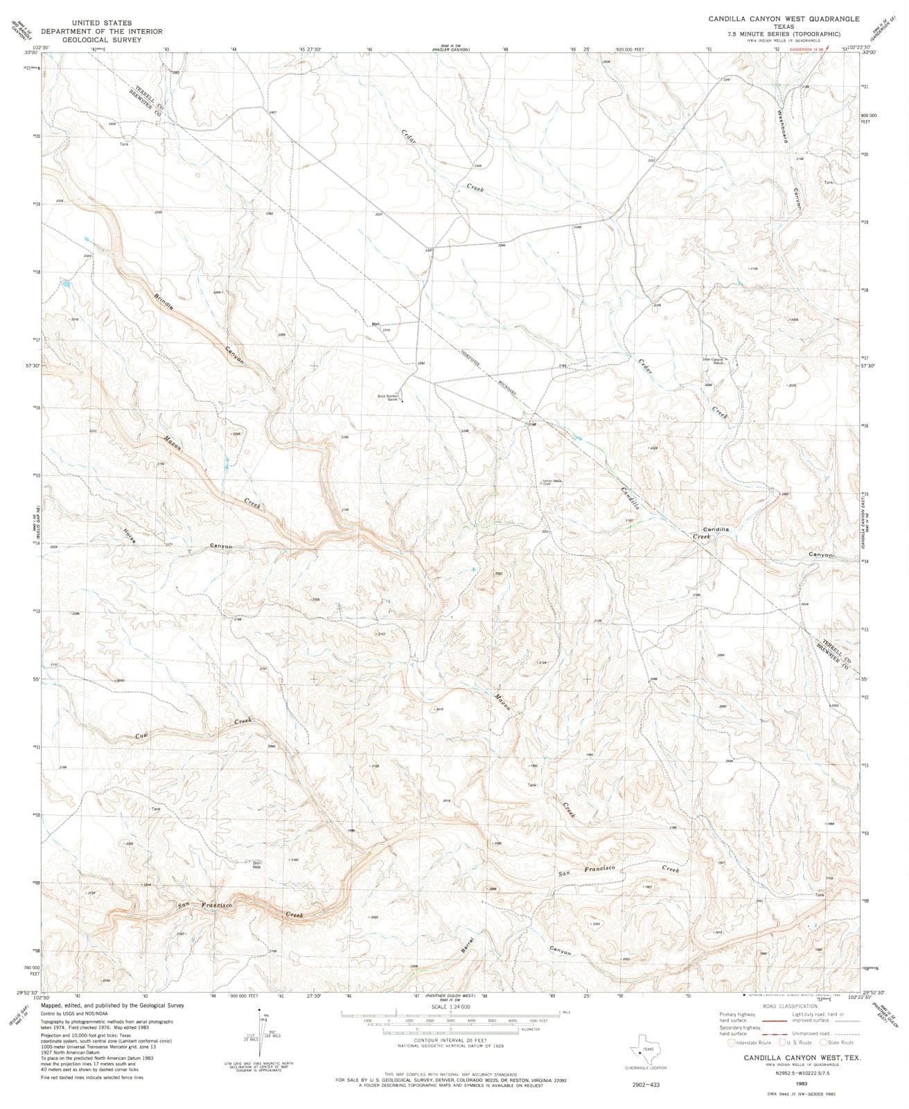 1983 Candilla Canyon West, TX - Texas - USGS Topographic Map
