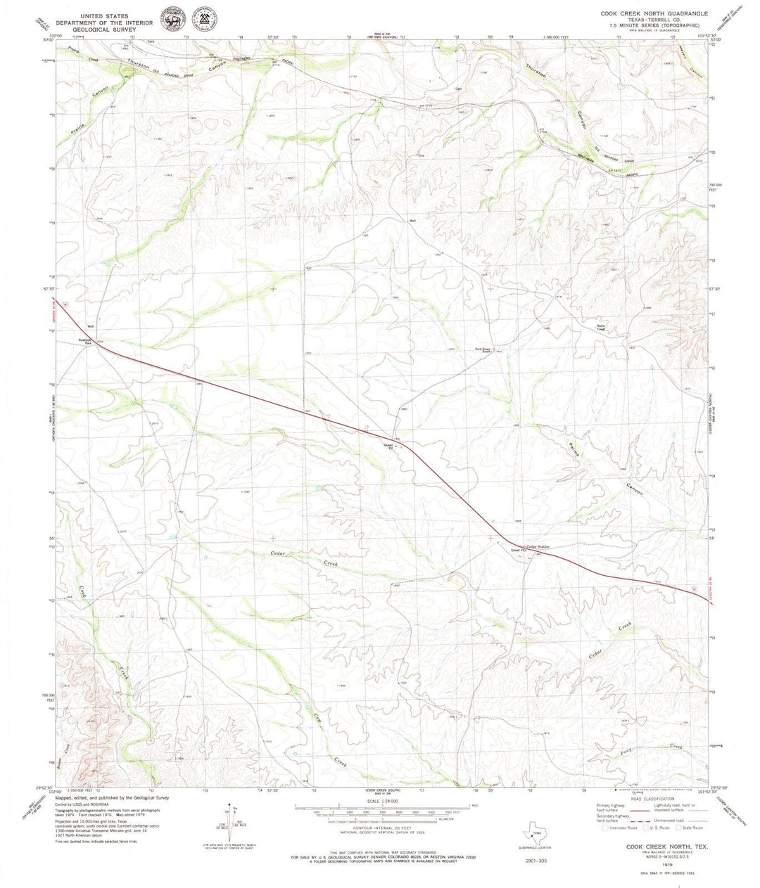 1979 Cook Creek North, TX - Texas - USGS Topographic Map