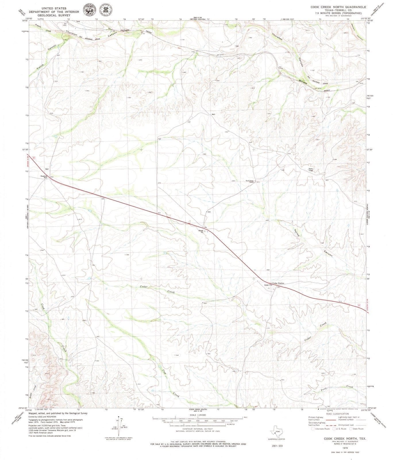 1979 Cook Creek North, TX - Texas - USGS Topographic Map