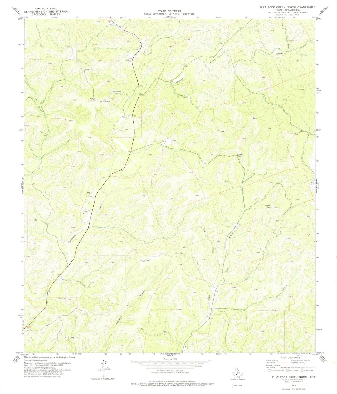 1978 Flat Rock Creek North, TX - Texas - USGS Topographic Map