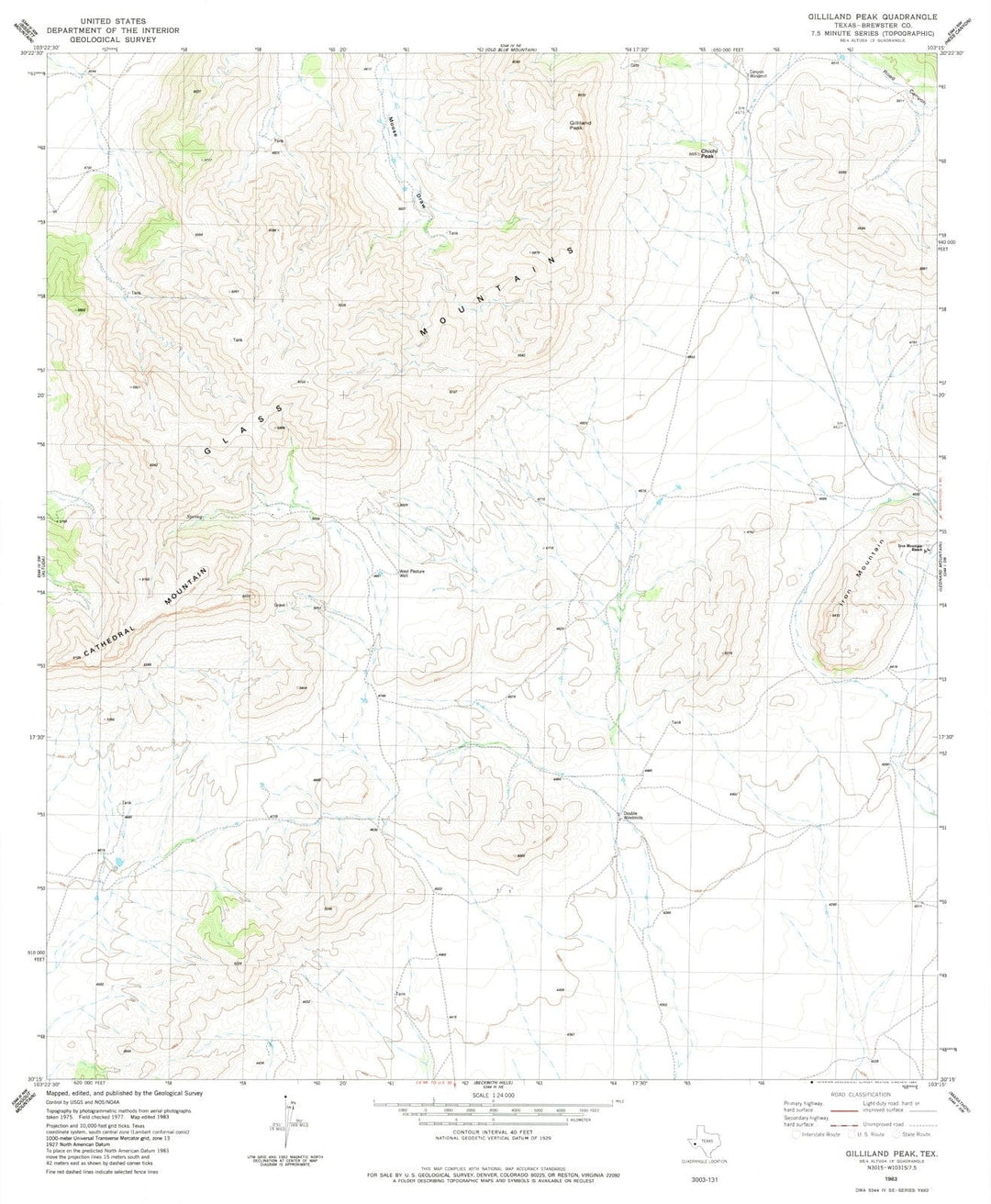1983 Gilliland Peak, TX - Texas - USGS Topographic Map