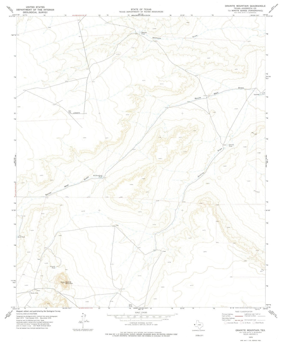 1978 Granite Mountain, TX - Texas - USGS Topographic Map